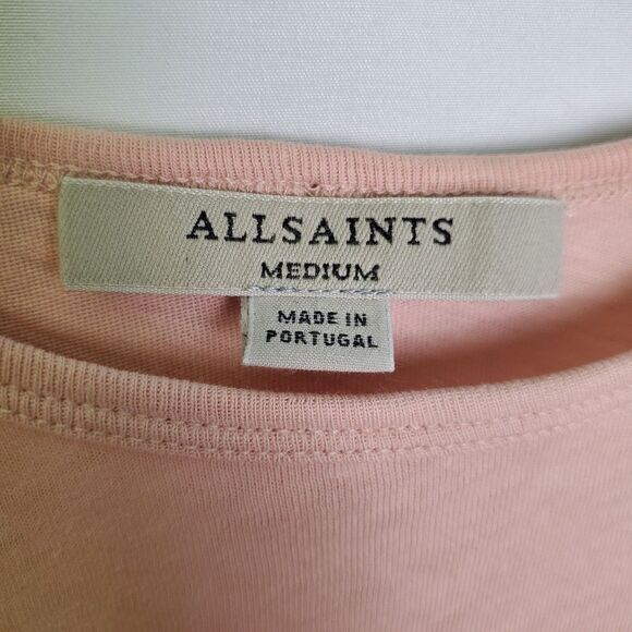 NWT AllSaints Casual T-Shirt Dusk Pink Cold Shoulder Size Medium - Picture 7 of 9